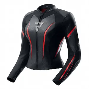 Rebelhorn DIVA ST WOMEN BLACK RED WHITE LEATHER MOTORCYCLE JACKET