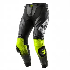 Rebelhorn INFERNO BLACK WHITE FLUO YELLOW LEATHER MOTORCYCLE PANTS