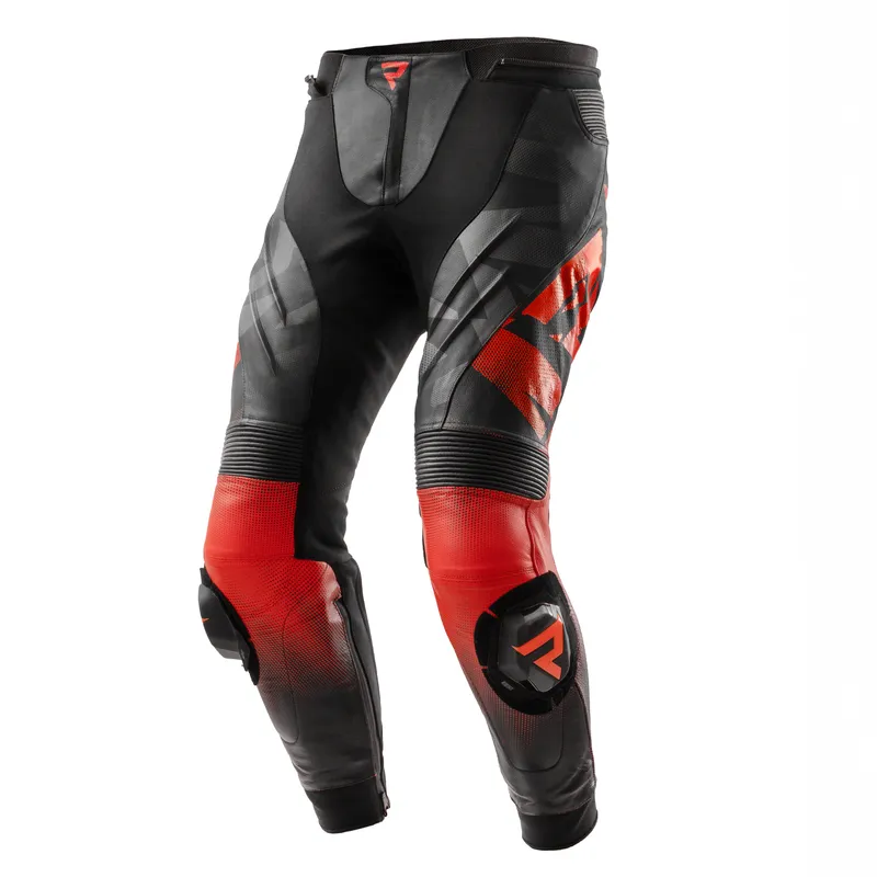Rebelhorn INFERNO BLACK FLUO RED LEATHER MOTORCYCLE PANTS