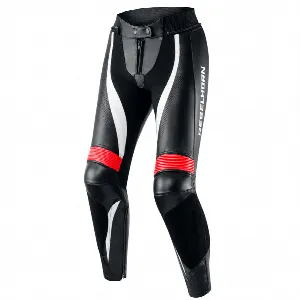 Rebelhorn REBEL WOMEN BLACK FLUO RED WHITE LEATHER MOTORCYCLE PANTS W32