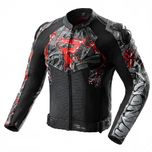 Rebelhorn VANDAL 2 CRUZE BLACK DARK GREY RED LEATHER MOTORCYCLE JACKET