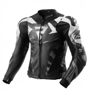 Rebelhorn INFERNO BLACK WHITE LEATHER MOTORCYCLE JACKET