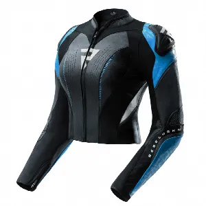 Rebelhorn DIVA RS WOMEN BLACK BLUE WHITE LEATHER MOTORCYCLE JACKET