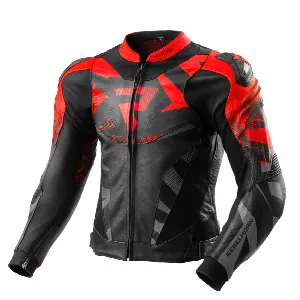 Rebelhorn INFERNO BLACK FLUO RED LEATHER MOTORCYCLE JACKET